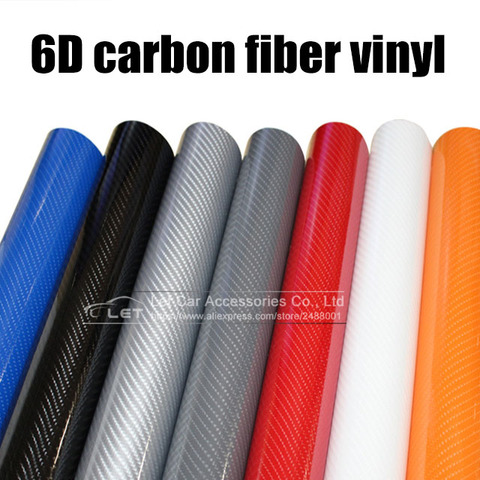 Film vinylique en fibre de carbone 6D pour voiture, haute brillance, noir ► Photo 1/5