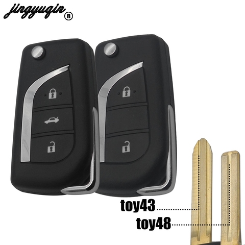 Jingyuqin – coque de clé de voiture pliable à 2/3 boutons, pour Toyota 2014 RAV4 Levin Camry Reiz Highlander Corolla Yaris ► Photo 1/6