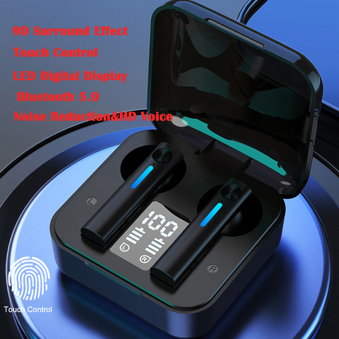 TWS Bluetooth 5.0 écouteurs sans fil casque 9D stéréo sport jeu Bluetooth écouteurs casques avec Microphone contrôle tactile ► Photo 1/6