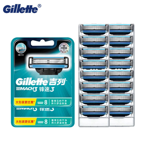 Original Mach3 Gillette 8 pièces lames de rasoir hommes rasage lame de rasoir pour hommes visage cheveux Remova Sharp 3 couches rasoir lame outil chaud ► Photo 1/6