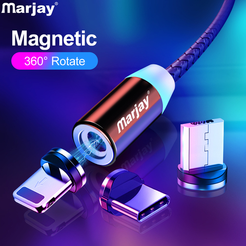 Marjay – câble magnétique USB Micro et Type C pour recharge rapide, cordon de chargeur pour téléphone portable, compatible avec iphone Samsung Xiaomi Huawei ► Photo 1/6