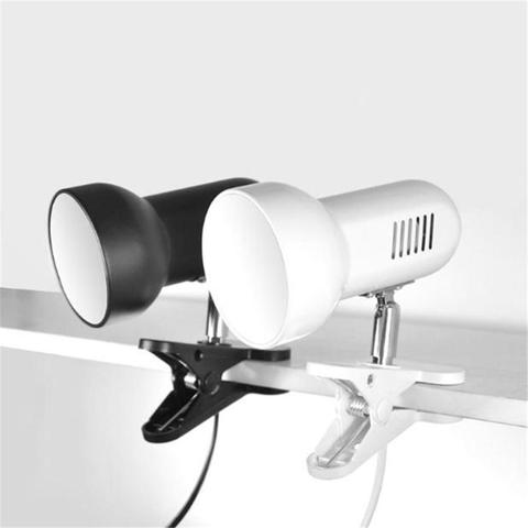 Lampe de bureau E27 noire et blanche à Clip, support de lampe de Table à monter soi-même, Source de lumière remplaçable, lampe de Table led à Clip pour la lecture ► Photo 1/6