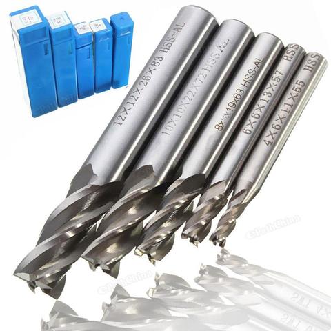 5 pcs! Mill Cutter Drill Bit Set HSS Tige Droite 4 Flûte Fin Forets Outil 4 6/8 10 12mm pour CNC Fraisage Machine ► Photo 1/6