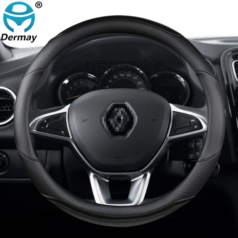Pour Renault Logan 1 2 3 pour Dacia Logan couverture de volant de voiture en cuir microfibre + Fiber de carbone accessoires Auto de mode ► Photo 1/6