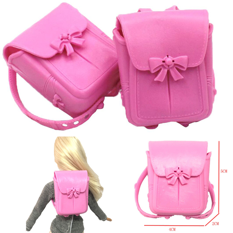 NK 2 – Mini sac à dos en plastique rose pour Barbie, pièces/ensemble poupées, sac d'école avec nœud papillon, accessoires, jouets pour enfants, cadeau 9X ► Photo 1/5