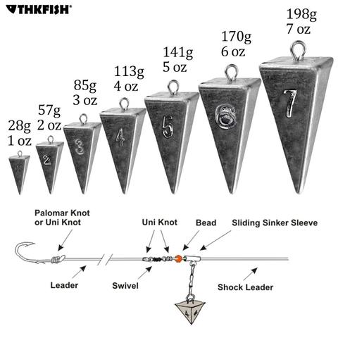 Kit de poids de pêche en forme de pyramide, 5 pièces/lot, pour l'eau salée, matériel de pêche en eau douce, 1oz-7oz ► Photo 1/6