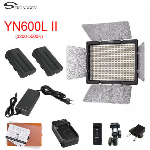 YONGNUO YN600L II YN600L II 600 LED panneau lumineux vidéo 3200-5500 K + chargeur + batterie de NP-F550 + adaptateur secteur ► Photo 1/6