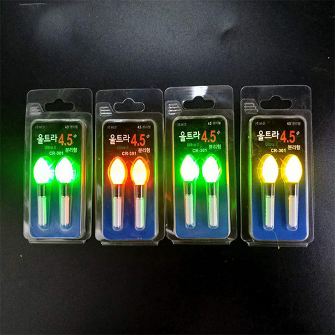 Lot de 2 bâtons lumineux, lumineux, fonctionne avec LED CR322, jaune/rouge/Orange, pour flottant de pêche nocturne, Bobber B388, accessoire ► Photo 1/5