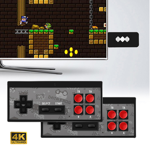 Données grenouille 4K vidéo rétro Console de jeu construit en 1700 jeux classiques contrôleur sans fil 8 bits Mini Console double lecteur Support HD ► Photo 1/6