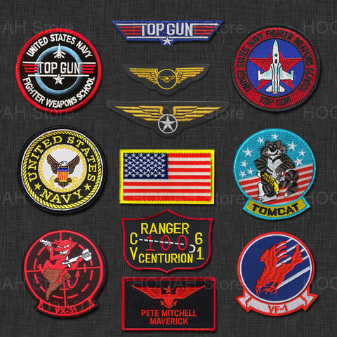 Top Gun D'essais en Vol MAVERICK Ranger Patch Vf-1 VX-31 Tomcat L'US Navy Chasse Arme L'école L'escadron Badge Patchs Pour Veste ► Photo 1/6