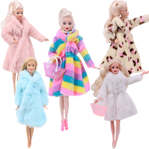 2 pièces/ensemble (livraison gratuite) = 1 manteau en peluche + 1 talons hauts pour 11.8 pouces Barbie vêtements Accesorios 30 cm poupée, jouets pour filles ► Photo 1/6