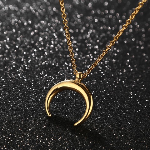 50cm exquis acier inoxydable OX lune collier demi-lune colliers pendentifs bricolage cadeau bijoux ► Photo 1/6