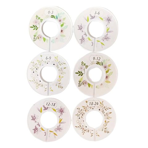 Cintre rond en plastique, 6 pièces pour vêtements de bébé, séparateurs pour vêtements, boucles de séparation circulaires pour garde-robe et centre commercial ► Photo 1/5