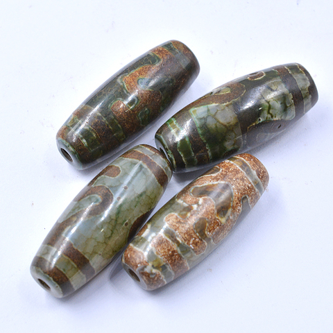 FLTMRH réel naturel tibétain Dzi Agates perles de pierre rétro Vintage bijoux Antique vert Ruyi Agates perles de pierre pour hommes mâle ► Photo 1/4