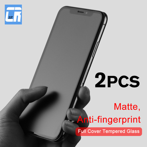 2 pièces sans empreinte digitale mat verre trempé pour iPhone 11 12 XS Max Pro protecteur d'écran pour iPhone X XR 6S 7 8 Plus verre dépoli ► Photo 1/6