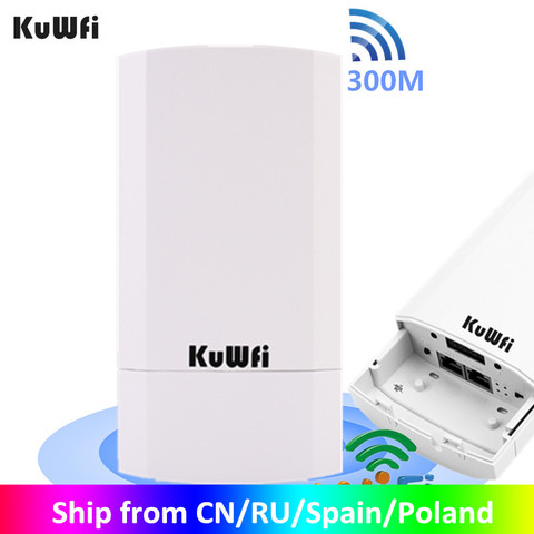 KuWFi routeur Wifi extérieur 300Mbps répéteur sans fil/pont Wifi longue portée 2.4Ghz 1KM pont CPE AP extérieur 24V POE LAN & WAN ► Photo 1/6