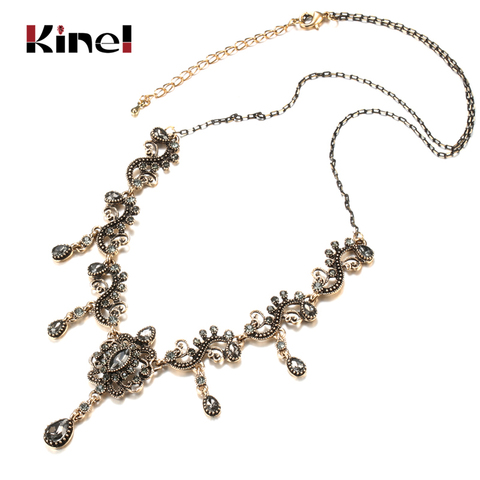 Collier de luxe en cristal pour femmes, couleur grise, bijoux de mariage ethnique, style bohème, Vintage, couleur or, vente en gros ► Photo 1/6