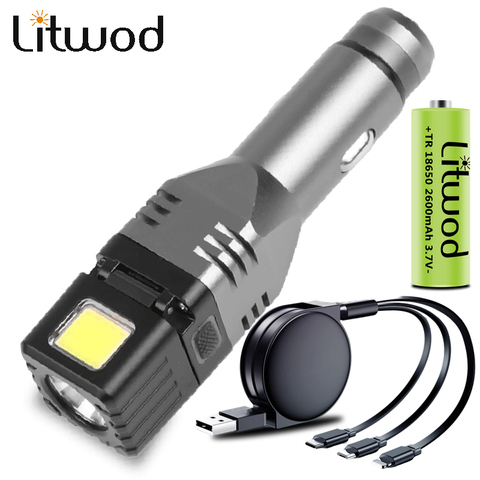 Haute qualité en aluminium chargeur de voiture Led lampe de poche XP-G Q5 COB éclairage de secours ampoule torche intégrée dans la lanterne de batterie Rechargeable ► Photo 1/6