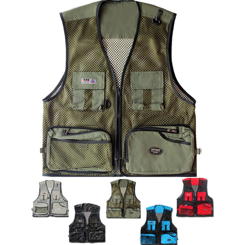 Gilet de pêche multi-poches pour hommes, gilet d'été pour plein air, photographie, gilet en maille pour hommes, vêtements de photographie ► Photo 1/6