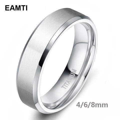 Eamti – bague en titane brossé pour hommes, couleur argent, 8/6/4mm, bijoux de fiançailles, pour Couple ► Photo 1/6