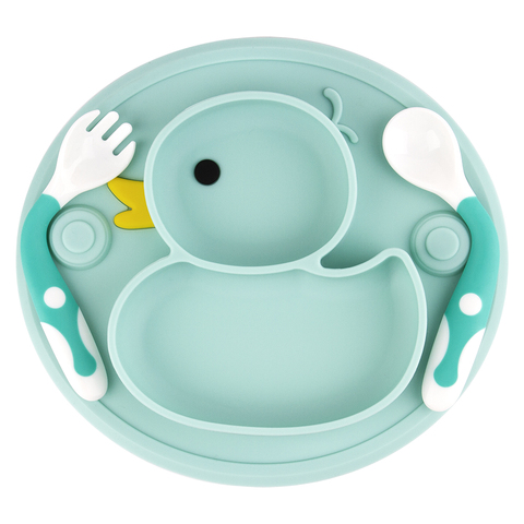 Plat anti-dérapant de Silicone de catégorie comestible de plats de bébé de FDA pour le napperon d'aspiration d'auto-alimentation d'enfant en bas âge ► Photo 1/6