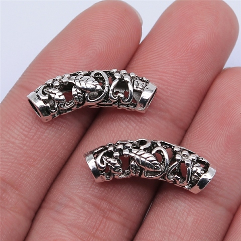 WYSIWYG 5 pièces 25x9mm Antique couleur argent creux cheveux tresse Dreadlock pour la fabrication de bijoux bijoux à bricoler soi-même résultats ► Photo 1/2