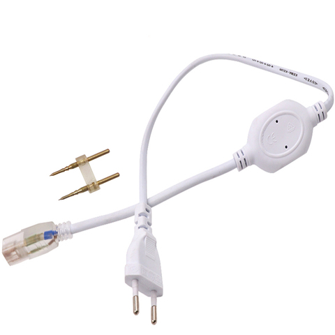 220V EU fiche câble de connexion pour 6mm 8mm 10mm 12mm 15mm PCB 2835 5050 Led bande adaptateur d'alimentation prise fil blanc ► Photo 1/3