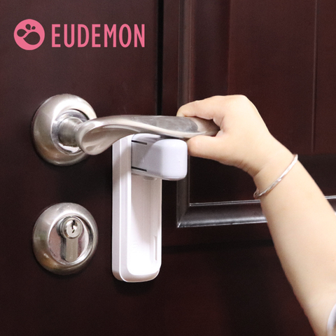 EUDEMON-serrure à levier, serrure de poignée de porte avec protection bébé, serrure de bouton de porte avec protection pour enfants, facile à installer et utiliser l'adhésif 3M VHB ► Photo 1/6