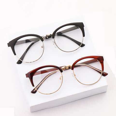 Cadre de lunettes Transparent pour hommes femmes lunettes Anti-fatigue oeil de chat haute qualité ordinateur lunettes hommes rétro lentille optique ► Photo 1/6