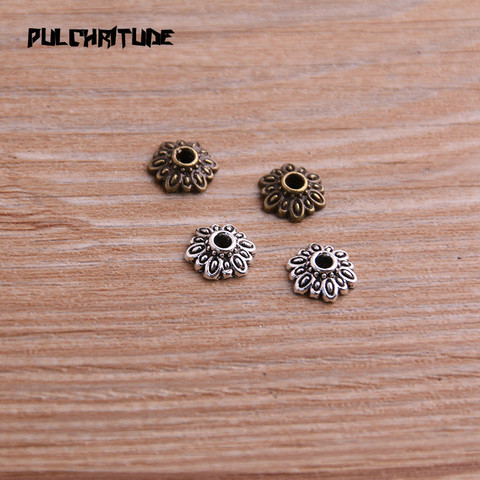 Réceptacle creux en forme de petite fleur, accessoires de bijouterie espacés, breloques pour la fabrication de bijoux, 2 couleurs, 8x9mm, 60 pièces ► Photo 1/5