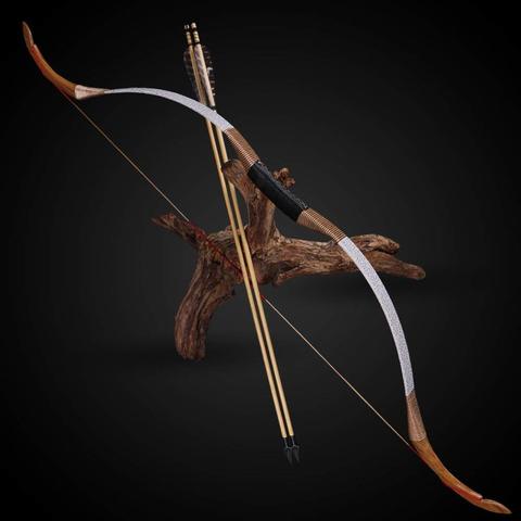 Chasse traditionnelle arc classique Longbow tir 25-50Ibs professionnel laminé arc de cheval tir à l'arc en plein air peau de vache Riser arc ► Photo 1/6