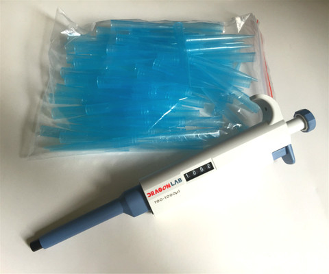 Pipette-TopPette Dragon lab monocanal Volume réglable Pipette mécanique Pipette 20-200ul/100-1000ul avec 200 pièces embouts 1/PK ► Photo 1/6