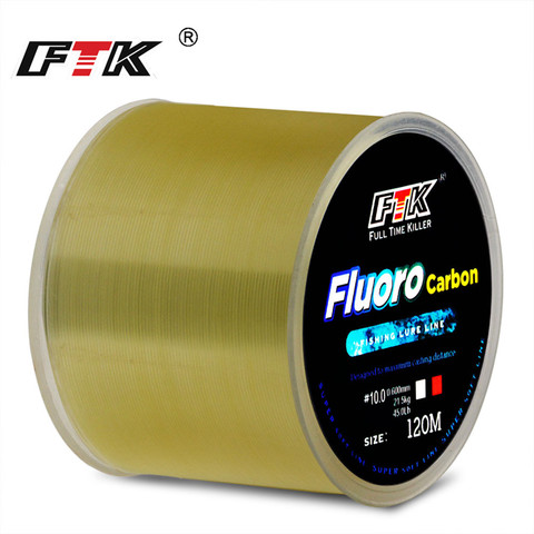 FTK – fil de pêche de 120m, 0.2mm-0.6mm, 7,15 lb-45lb, revêtement en fluorocarbone, processus de traitement, Surface en carbone, molécules de Nylon ► Photo 1/6