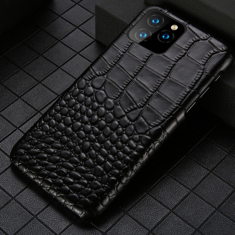 Étui en cuir véritable pour Apple iPhone 12 Mini 12 Pro Max 11 Pro Max X XS Max XR 6 6S 7 8 plus 5s SE 2022 couverture en grain de crocodile ► Photo 1/6