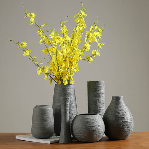 Vase à fleurs en céramique, panier de fleurs, Vase à fleurs, décoration nordique pour la maison Simple, couleur Pure séchée, décorative classique ► Photo 1/6