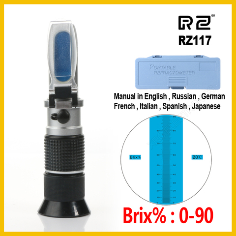 RZ Haute concentration Brix Réfractomètre 0 ~ 90% Miel Abeilles Sucre Alimentaire Boissons ATC Contenu L'apiculture RZ117 Mètre Outil ► Photo 1/6