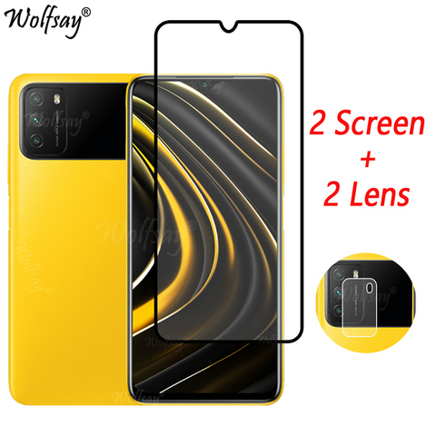 Verre trempé à couverture complète pour Xiaomi Poco M3 protecteur d'écran pour Xiaomi Poco M3 verre de caméra pour Xiaomi Poco M3 verre 6.53 pouces ► Photo 1/6