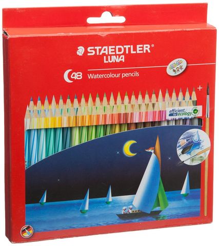 Staedtler-ensemble de crayons aquarelle, ensemble de 12/24/36/48 crayons pour dessin colorés avec brosse ► Photo 1/4