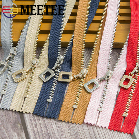 Meetee 3 # fermetures à glissière en métal 20cm, dents en or, avec fermeture éclair pour sacs de couture jupe, accessoires de bricolage, 5 pièces 15/18/20/25/30cm ► Photo 1/6