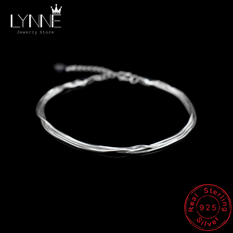 Bracelet en argent Sterling 925, chaîne à fil à trois couches, serpent, Design Simple, multicouches, bijoux pour femmes, tendance ► Photo 1/6