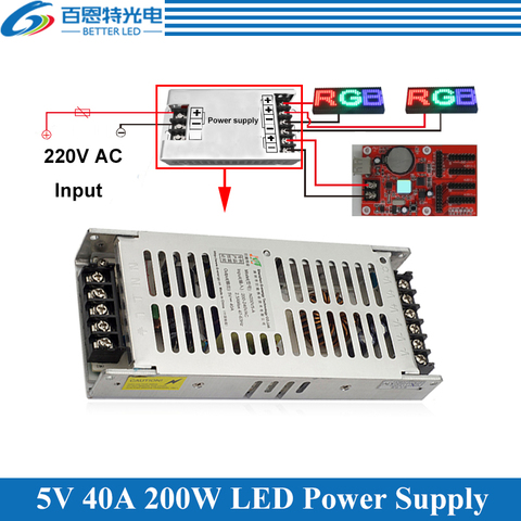 Alimentation électrique de commutation Ultra-mince, affichage LED spécial, entrée 220VAC, sortie 5V 40A 200W ► Photo 1/3