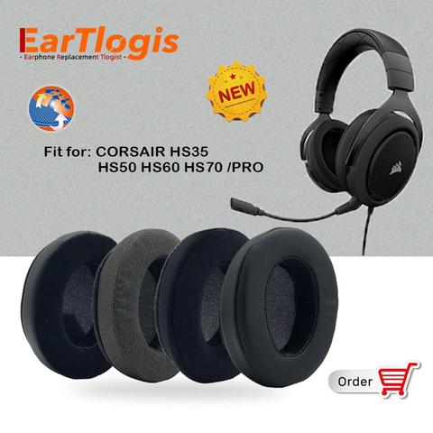 EarTlogis – coussinets d'oreille de remplacement, pour CORSAIR HS50 HS60 HS70 HS35 PRO, pièces de casque, couvre-oreilles, bonnets, oreiller ► Photo 1/6