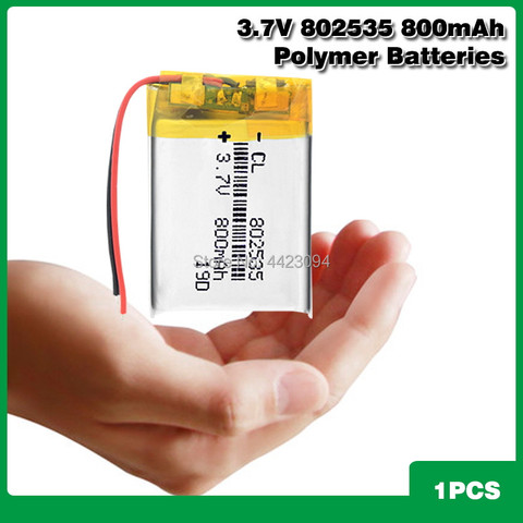 Batterie li-po Rechargeable, 800mAh, 3.7V, 802535 Lithium polymère, pour haut-parleur bluetooth, MP5, GPS, DVD, PDA, lumière LED, cellule Li-ion ► Photo 1/6