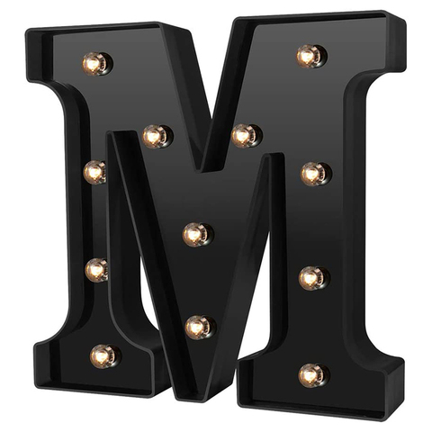 Lampes de chapiteau décoratives noires avec lettres de l'alphabet à Led, 26 lettres, pour fête de mariage, anniversaire, décoration de Bar à domicile, nouveau Design ► Photo 1/6