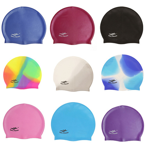 Casquette de natation en Silicone pour hommes et femmes, chapeau de natation de grande taille, résistant à l'eau, coloré pour adultes, longs cheveux, sport, haute élasticité, 2022 ► Photo 1/6