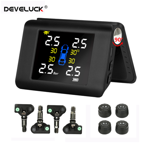 Developuck-système Intelligent de contrôle de pression des pneus de voiture sans fil TPMS, écran LED, capteur intégré ou externe ► Photo 1/6