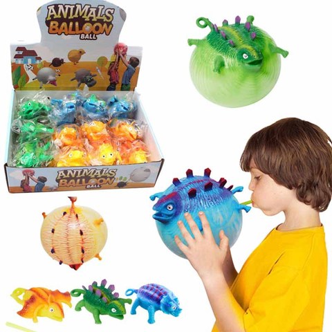 Jouets d'animaux gonflables anti-stress, nouveau style dinosaure Squishy, ballon boule douce à presser, mignon, amusant, cadeaux d'halloween pour enfants ► Photo 1/5