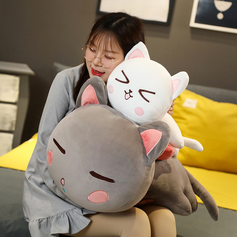 Coussin en peluche chat mignon 28/40/65cm, Animal couché en Position couchée ► Photo 1/1