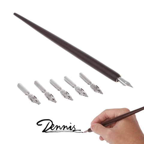 Dip Pen bois anglais calligraphie stylo cuivre Script Oblique Dip porte-stylo + 5 plume livraison directe ► Photo 1/6