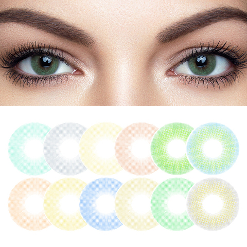 Hidrocor lentilles de Contact colorées pour la beauté des yeux lentilles annuelles bleu gris vert Contacts colorés pour les yeux avec étui de Contact lentille pour les yeux ► Photo 1/6